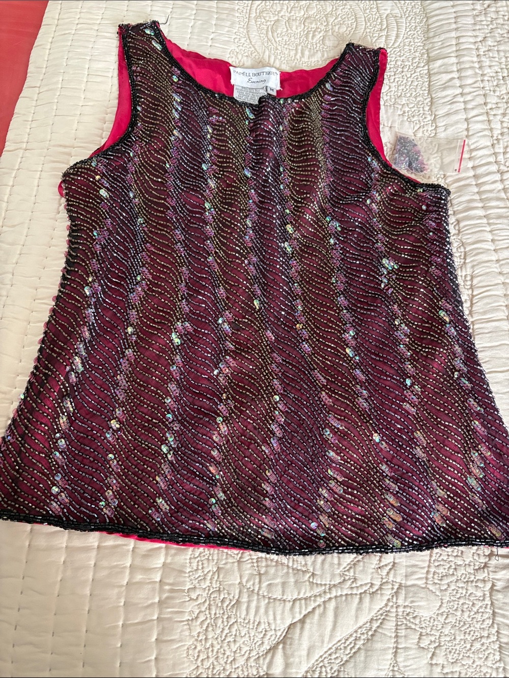 Adrianna Papell Beautiful Vintage Sequin Overlay Tank